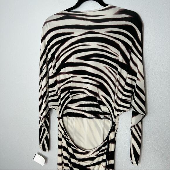 Marciano Cream & Brown Tiger Stripe Long Sleeve Bodycon Dress Women's size L - Picture 3 of 6